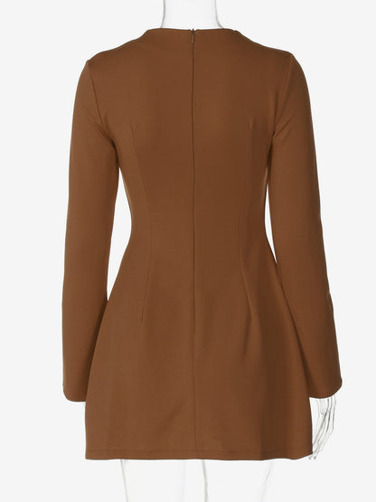 Minimalist Long Sleeve Mini Bodycon Dress For Women 2026