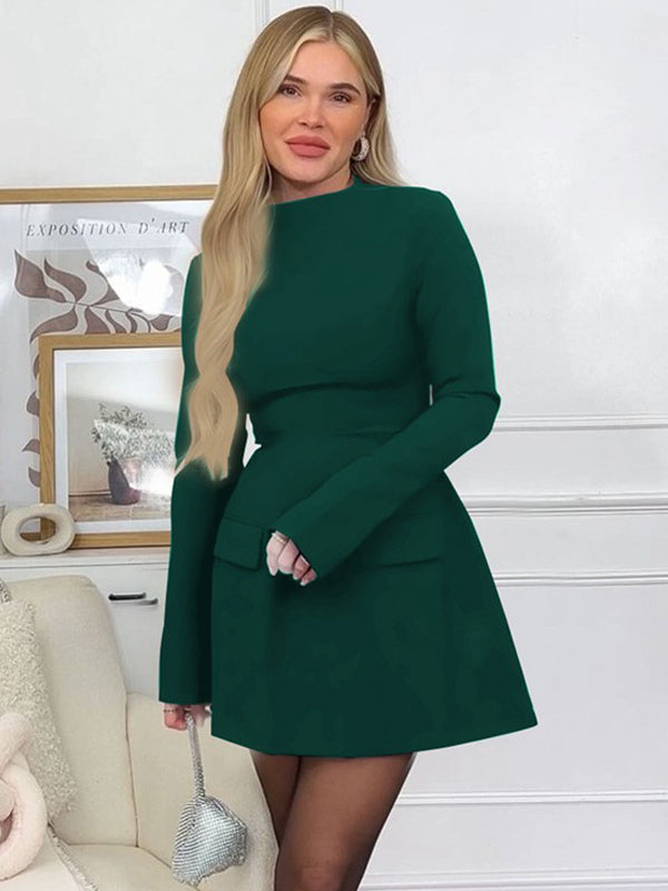 Minimalist Long Sleeve Mini Bodycon Dress For Women 2026