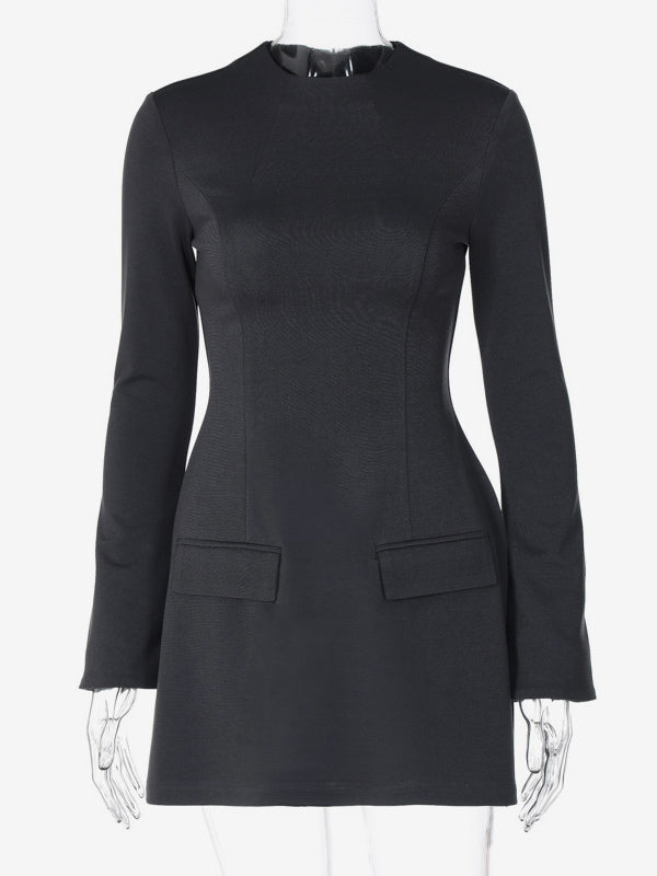Minimalist Long Sleeve Mini Bodycon Dress For Women 2026