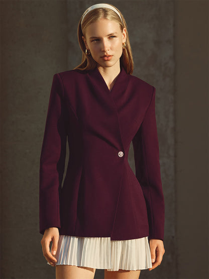 Pleated Patchwork Long Sleeve Mini Blazer Dress For Women 2026