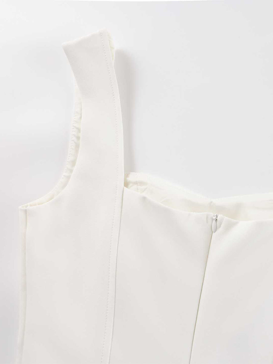 White Sleeveless A-line Flare Mini Dress For Women 2026