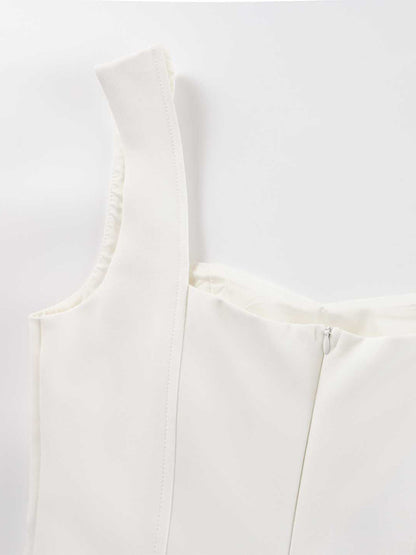 White Sleeveless A-line Flare Mini Dress For Women 2026