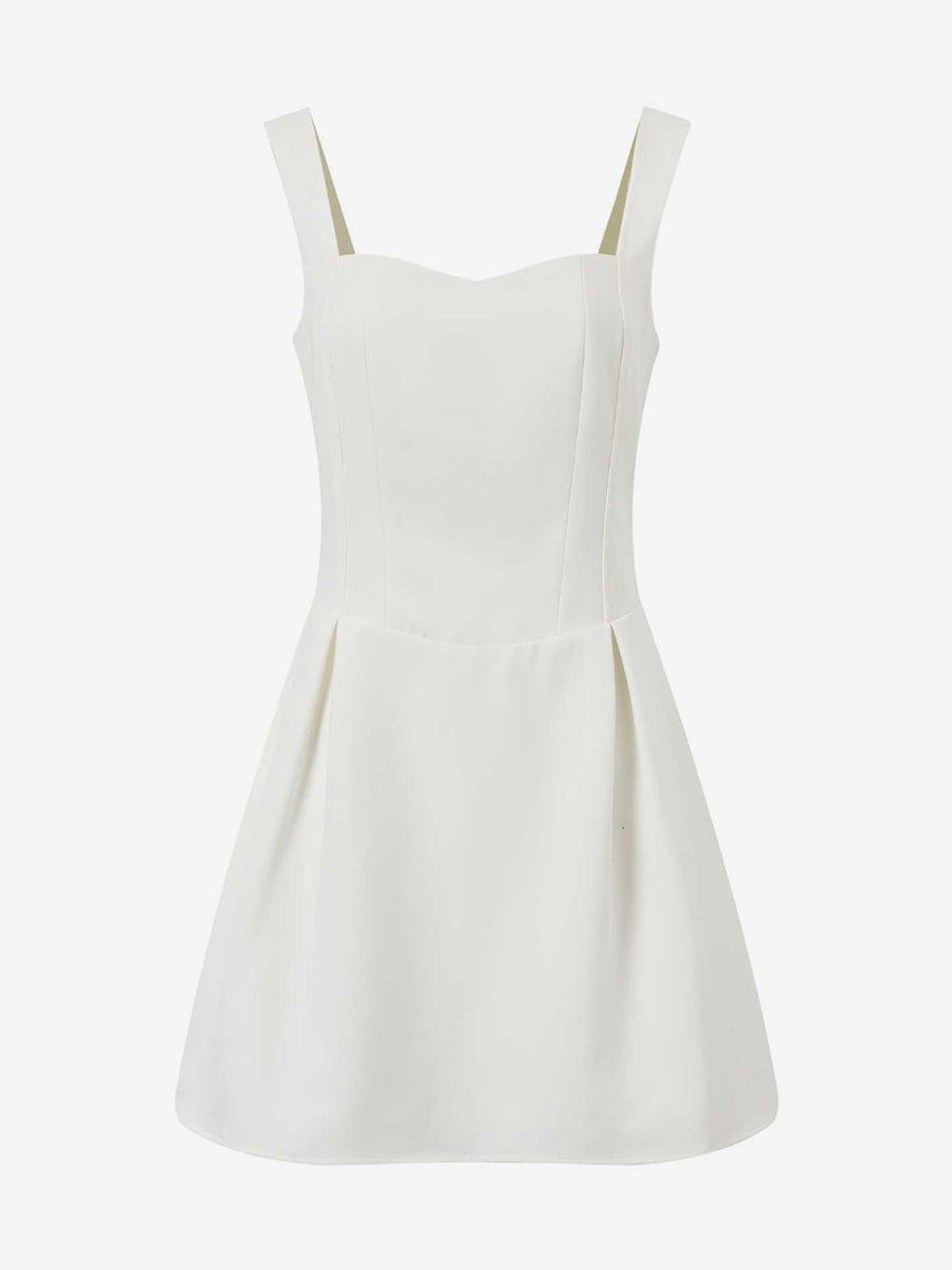White Sleeveless A-line Flare Mini Dress For Women 2026