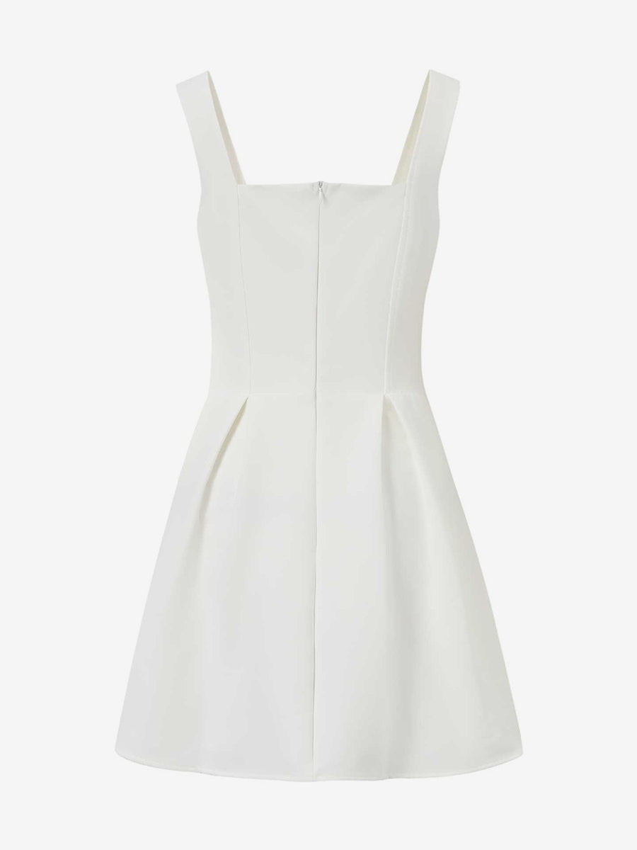 White Sleeveless A-line Flare Mini Dress For Women 2026