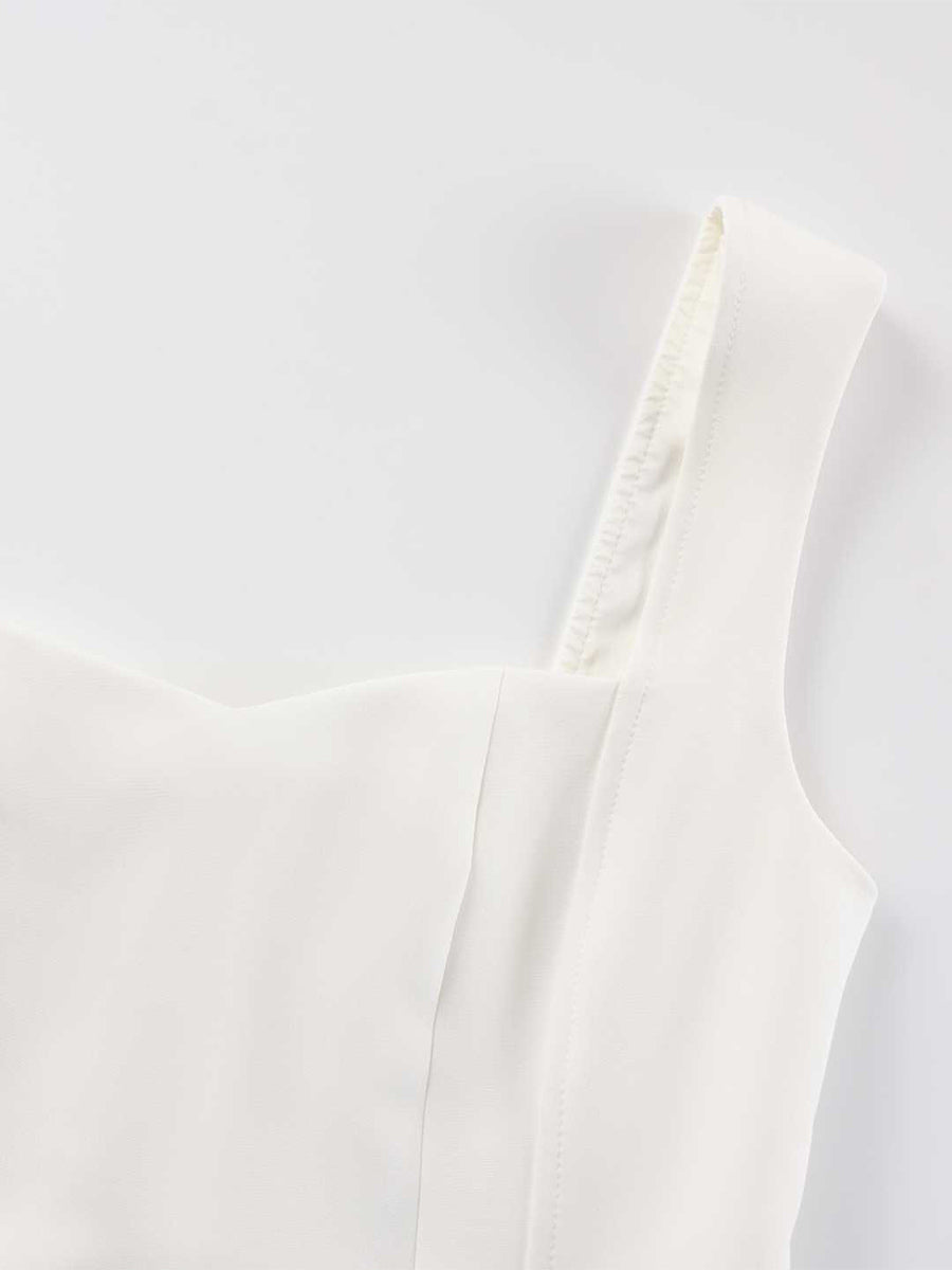 White Sleeveless A-line Flare Mini Dress For Women 2026