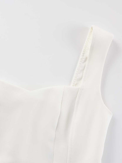 White Sleeveless A-line Flare Mini Dress For Women 2026