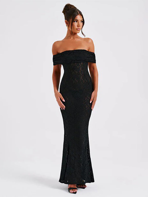 Off Shoulder Lace Backless Mermaid Maxi Party Dress For Women 2026