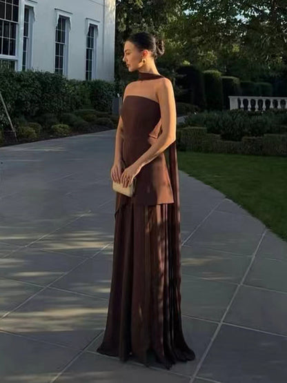 Halter Neck Layered Irregular Hem Sleeveless Maxi Dress For Women 2026