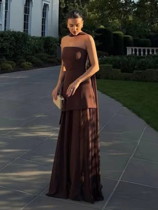 Halter Neck Layered Irregular Hem Sleeveless Maxi Dress For Women 2026