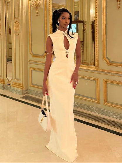Keyhole Cutout Sleeveless Bodycon Maxi Dress For Women 2026
