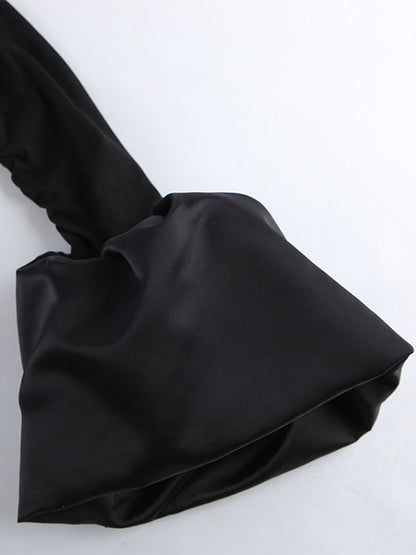 Off Shoulder Puff Hem Ruched Long Sleeve Bodycon Mini Dress For Women 2026