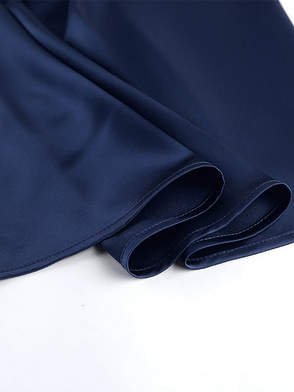 Satin Cape Sleeve High Neck Bodycon Mini Dress For Women 2026