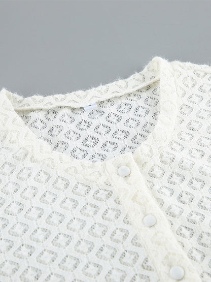 Knitted Hollow Out Slim Cardigan Top With Flare Sleeves For Women 2026