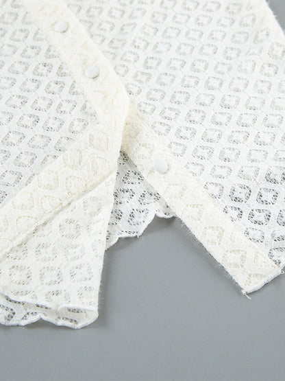 Knitted Hollow Out Slim Cardigan Top With Flare Sleeves For Women 2026