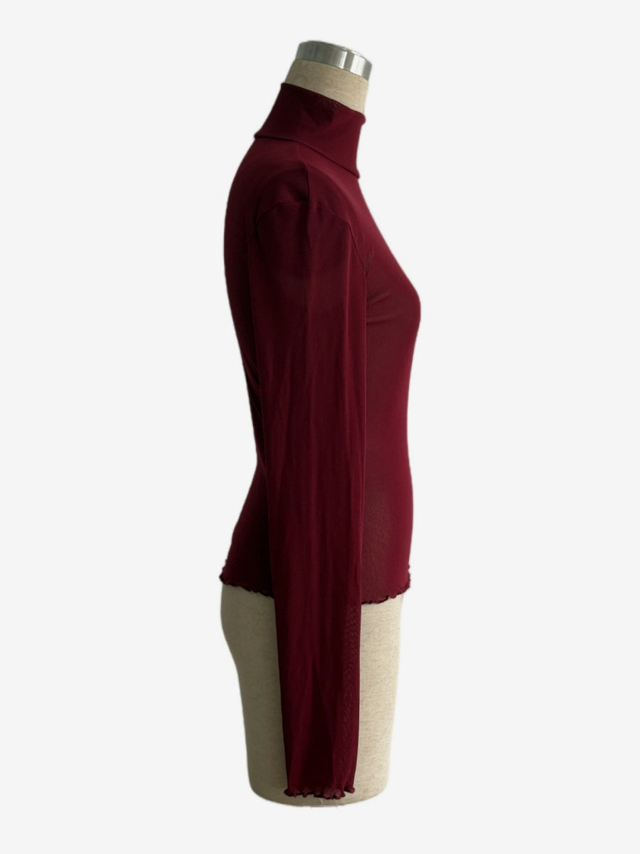 High Neck Long Sleeve Mesh Base Layer Top With Lettuce Edge For Women 2026