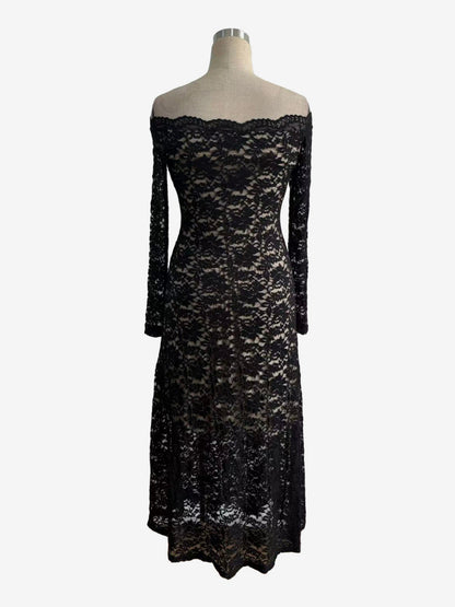 Off Shoulder Lace Long Sleeve Bodycon Maxi Dress For Women 2026