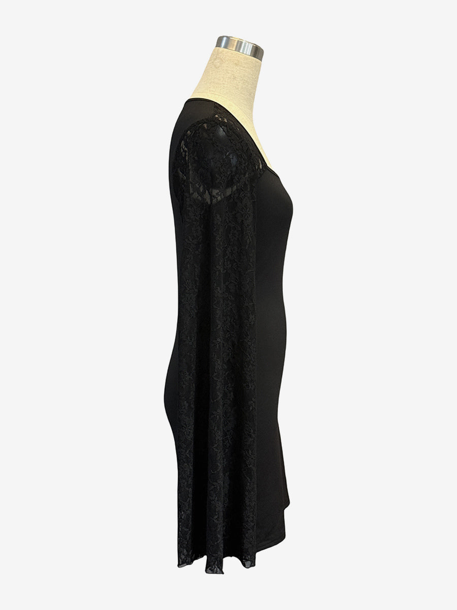 Square Neck Lace Flare Long Sleeve Bodycon Mini Dress For Women 2026