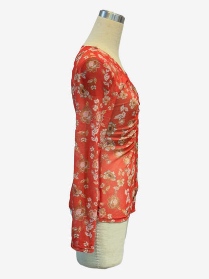 Floral Print Ruched Button Up Long Sleeve Slim Fit Shirt For Women 2026
