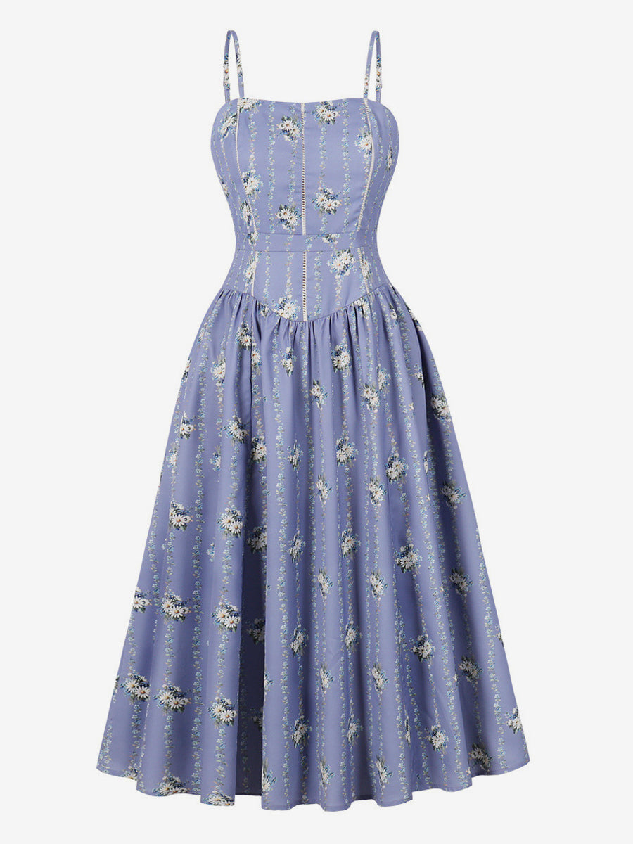 Floral Print Cami Strap Summer Swing Midi Dress For Women 2026