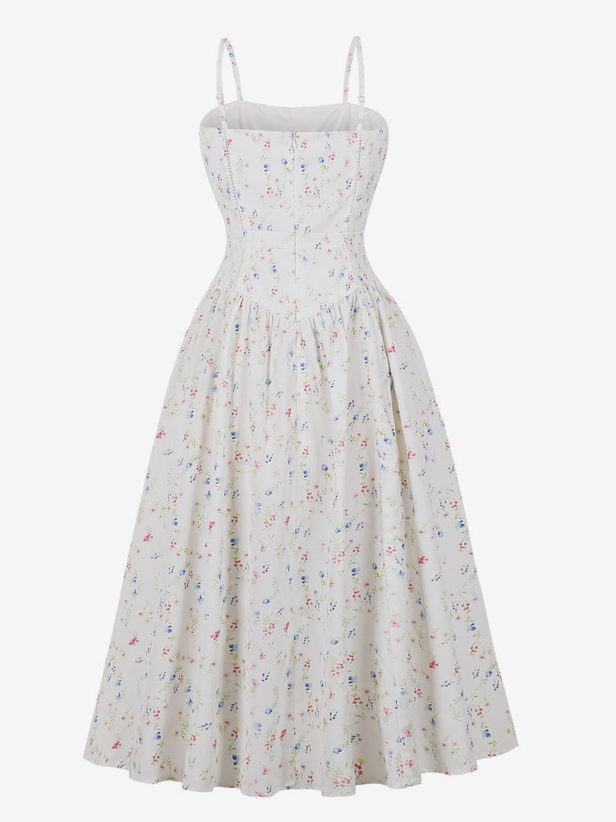 Floral Print Cami Strap Summer Swing Midi Dress For Women 2026