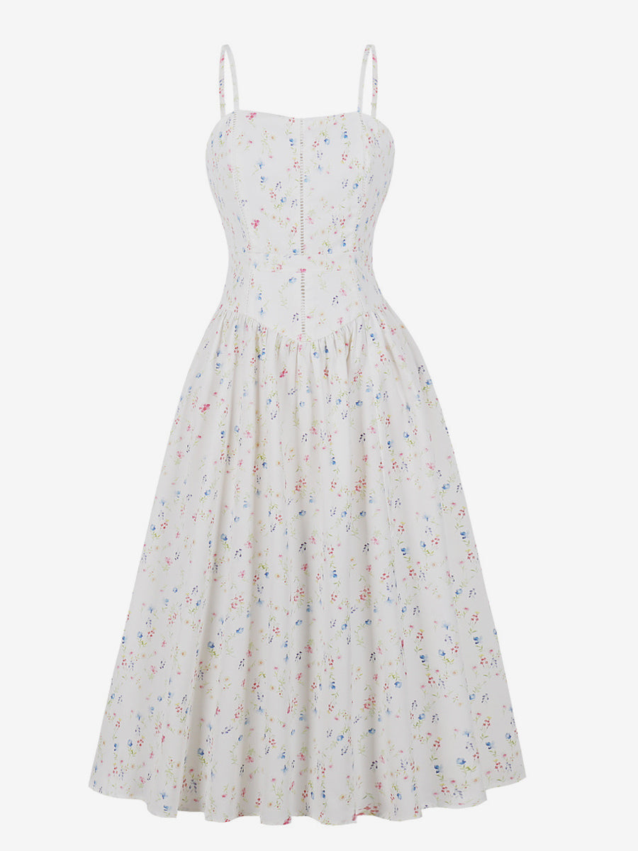 Floral Print Cami Strap Summer Swing Midi Dress For Women 2026
