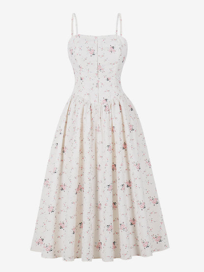 Floral Print Cami Strap Summer Swing Midi Dress For Women 2026