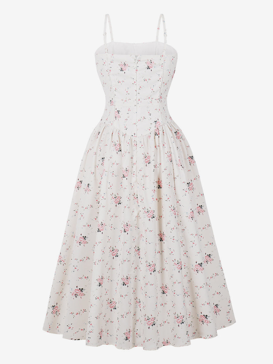 Floral Print Cami Strap Summer Swing Midi Dress For Women 2026