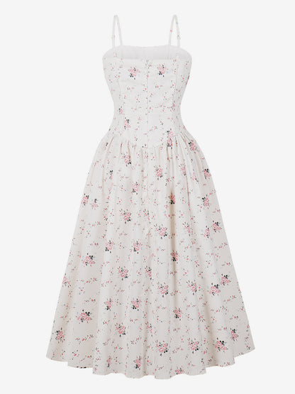 Floral Print Cami Strap Summer Swing Midi Dress For Women 2026
