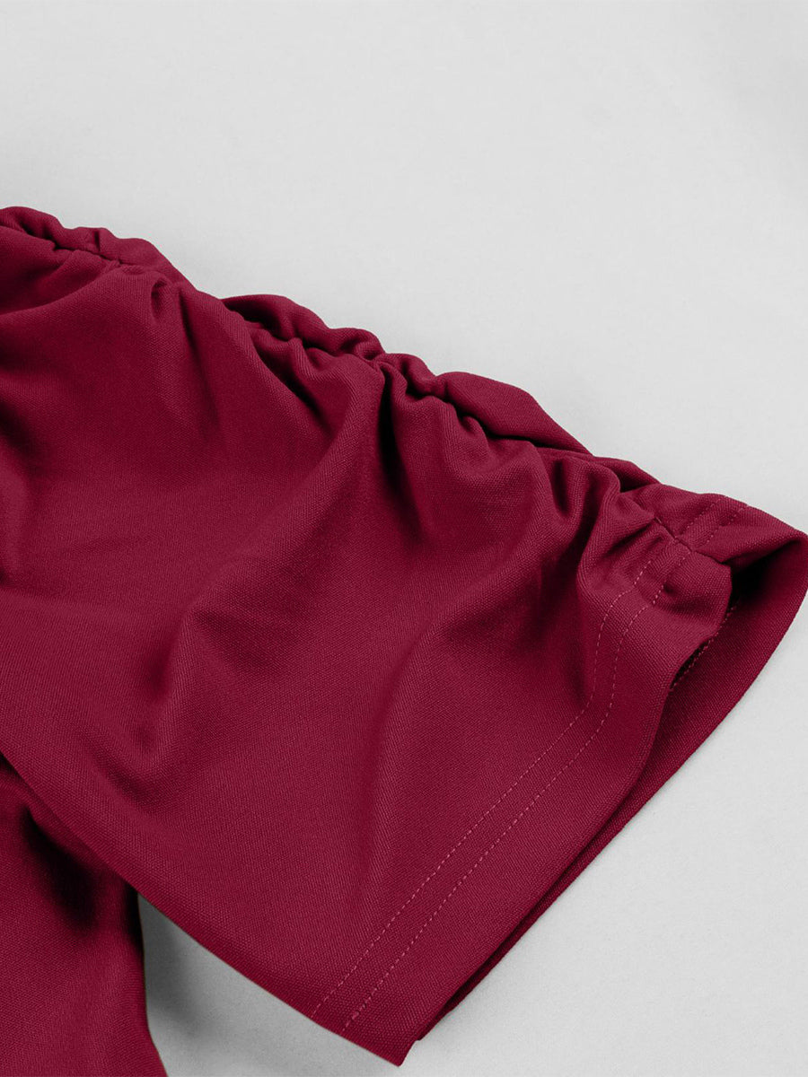 V Neck Ruched Bust Short Sleeve A Line Swing Cocktail Dress For Women 2026