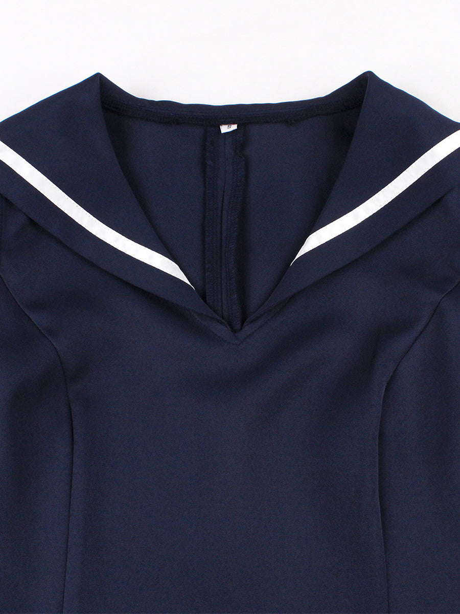 Sailor Collar Bow Knot Sleeveless Retro Swing A-Line Dress For Women 2026