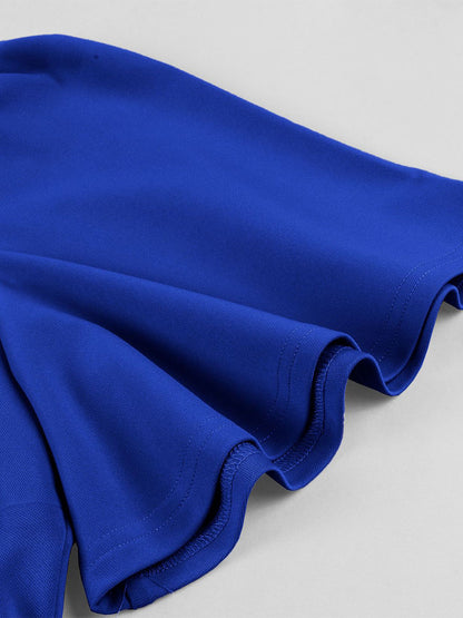 V Neck Ruched Front Button Decor Flutter Sleeve Retro Swing Dress For Women 2026