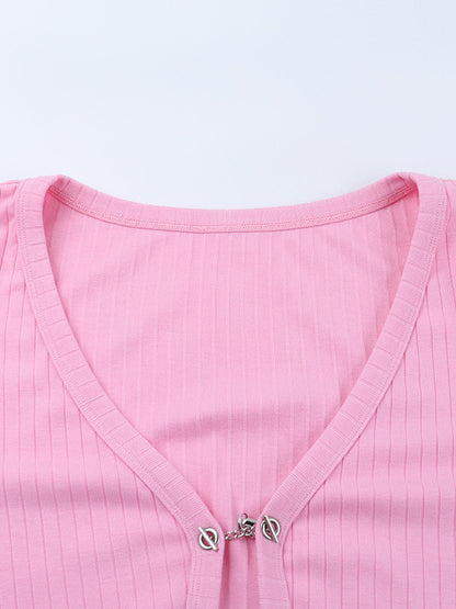 Pink Fur Cuff Women's Crop Cardigan - Y2K Ribbed Long Sleeve V-Neck Top - Sexy Clubwear Night Out Party Shrug 2026