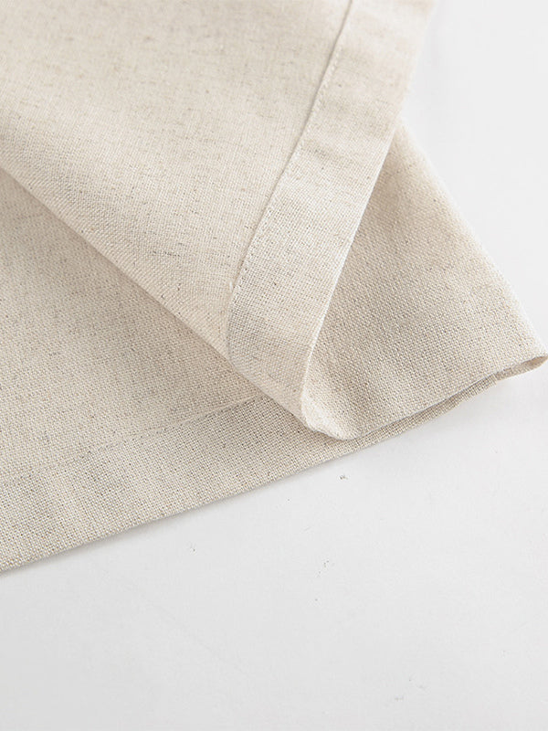 Oatmeal Linen Cotton Blend Women's Shirt Dress - Sleeveless Notched Lapel Long Dress With Pocket - Elegant Belted Summer Office Wear 2026