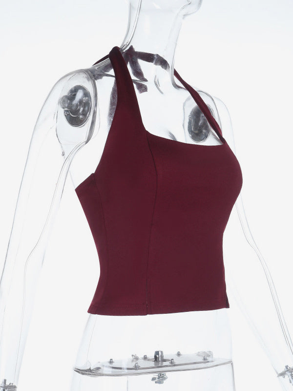 Halter Backless Crop Top - Sexy Balletcore Exposed Back Zipper Cami - Coquette Aesthetic Night Out Slim Fit Tank 2026