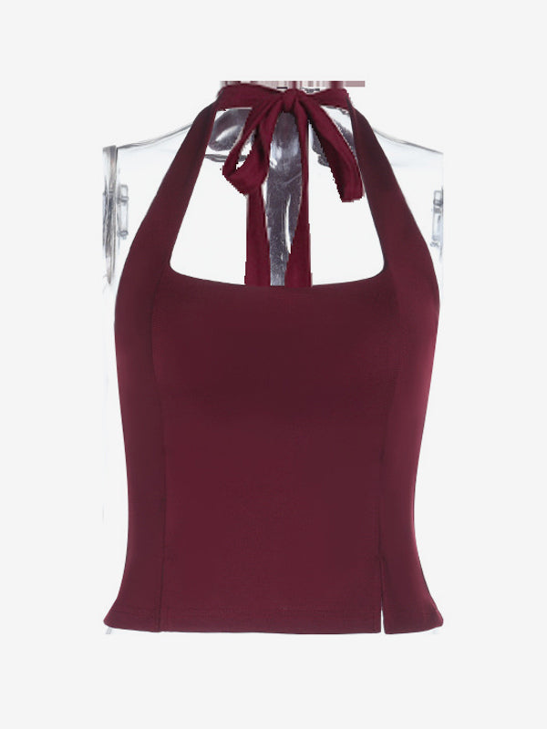 Halter Backless Crop Top - Sexy Balletcore Exposed Back Zipper Cami - Coquette Aesthetic Night Out Slim Fit Tank 2026