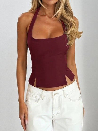 Halter Backless Crop Top - Sexy Balletcore Exposed Back Zipper Cami - Coquette Aesthetic Night Out Slim Fit Tank 2026