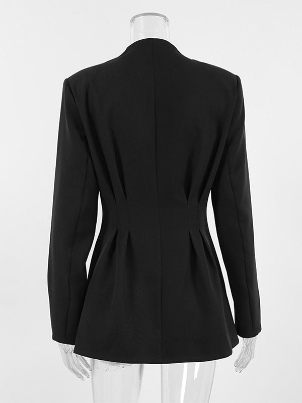 Hourglass Tailored Women's Black Blazer - Structured Shoulder Single-breasted Cinched Jacket - Corporate Core Casual Workwear Outer 2026