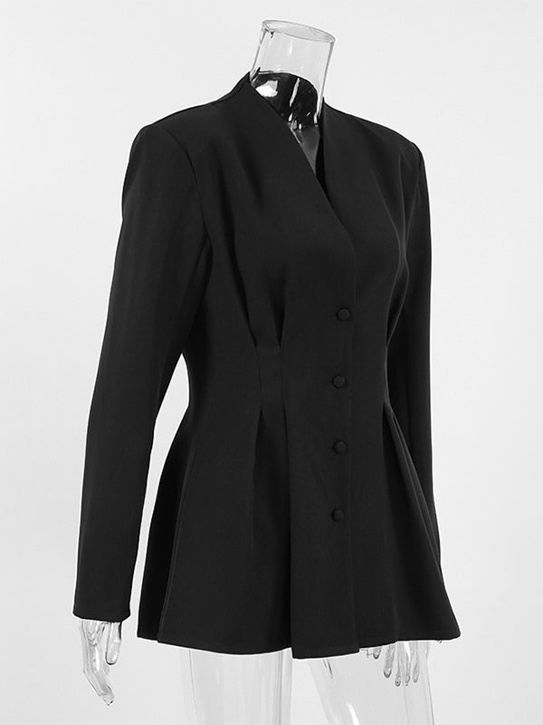 Hourglass Tailored Women's Black Blazer - Structured Shoulder Single-breasted Cinched Jacket - Corporate Core Casual Workwear Outer 2026