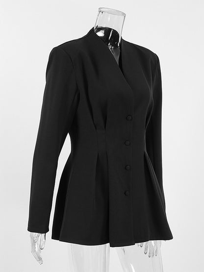 Hourglass Tailored Women's Black Blazer - Structured Shoulder Single-breasted Cinched Jacket - Corporate Core Casual Workwear Outer 2026