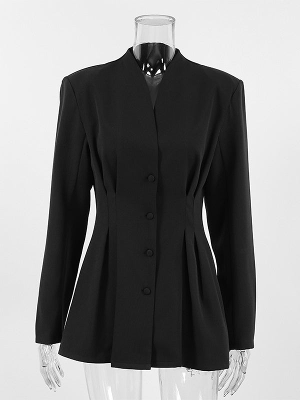 Hourglass Tailored Women's Black Blazer - Structured Shoulder Single-breasted Cinched Jacket - Corporate Core Casual Workwear Outer 2026