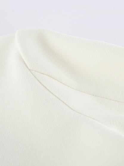 Cream Notched Lapel Women's Blazer - Oversized Single Breasted Jacket - Quiet Minimalist Street Casual Spring Outfit 2026