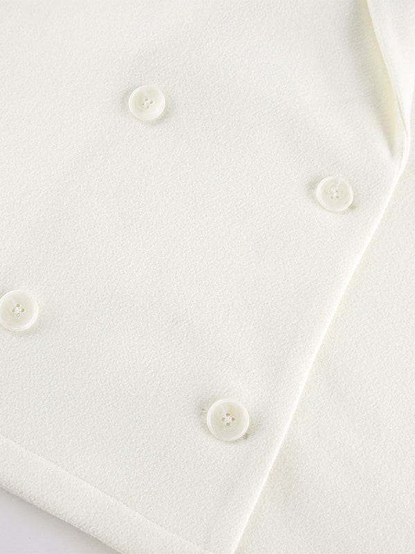 Cream Notched Lapel Women's Blazer - Oversized Single Breasted Jacket - Quiet Minimalist Street Casual Spring Outfit 2026