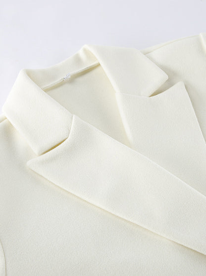 Cream Notched Lapel Women's Blazer - Oversized Single Breasted Jacket - Quiet Minimalist Street Casual Spring Outfit 2026