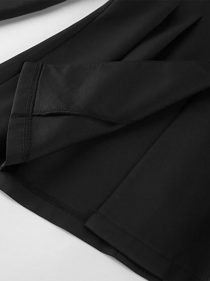 Hourglass Blazer Set For Office Lady - Black Modern Pleated Cinched Waist Tailoring - 2026 Spring Workwear Suit