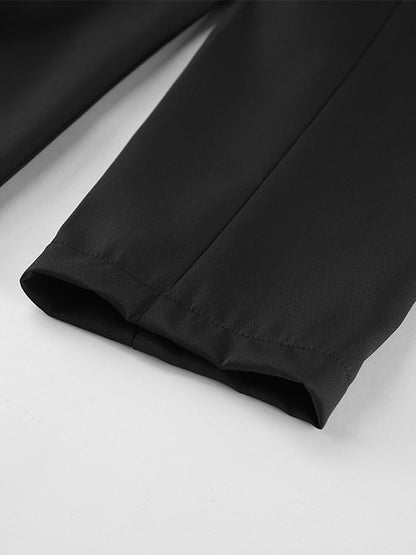 Hourglass Blazer Set For Office Lady - Black Modern Pleated Cinched Waist Tailoring - 2026 Spring Workwear Suit