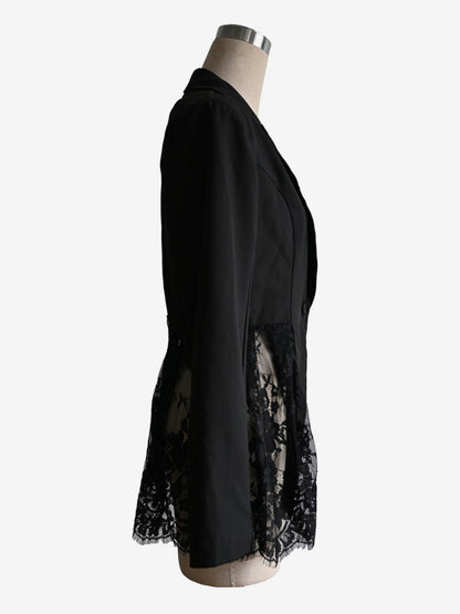 Lace Patchwork Women's Blazer Jacket - Sexy Sheer Hem Slim Fit - Spring Night Out Party Outerwear 2026