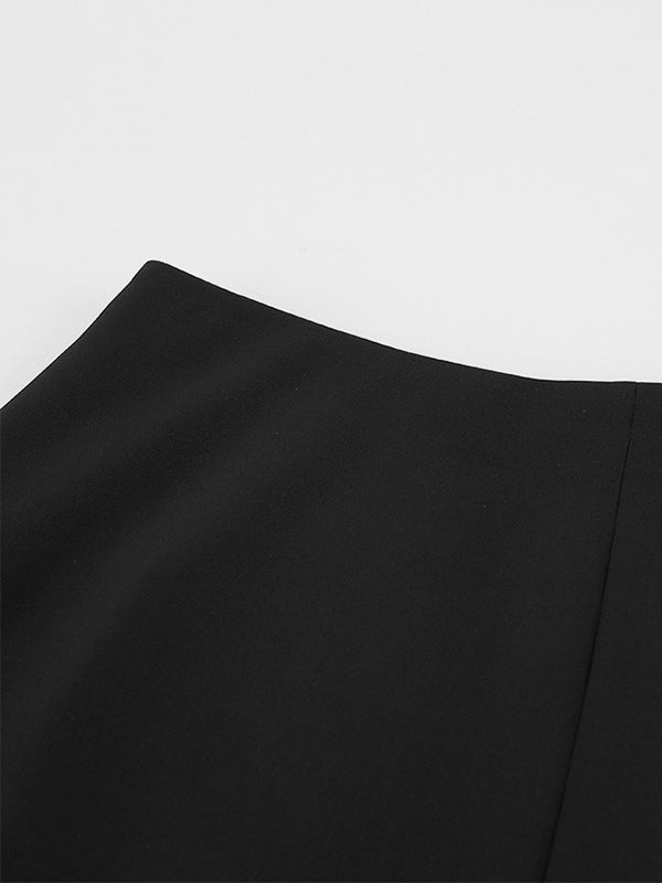 Elegant Women's 2 Piece Set - Vintage Peplum Tube Top & Side Slit Midi Skirt - Chic Summer Party Wear 2026
