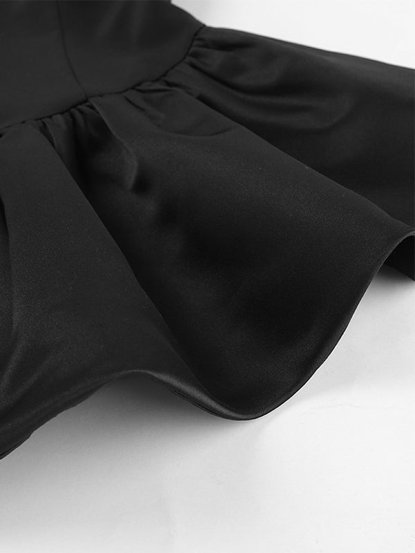 Elegant Women's 2 Piece Set - Vintage Peplum Tube Top & Side Slit Midi Skirt - Chic Summer Party Wear 2026