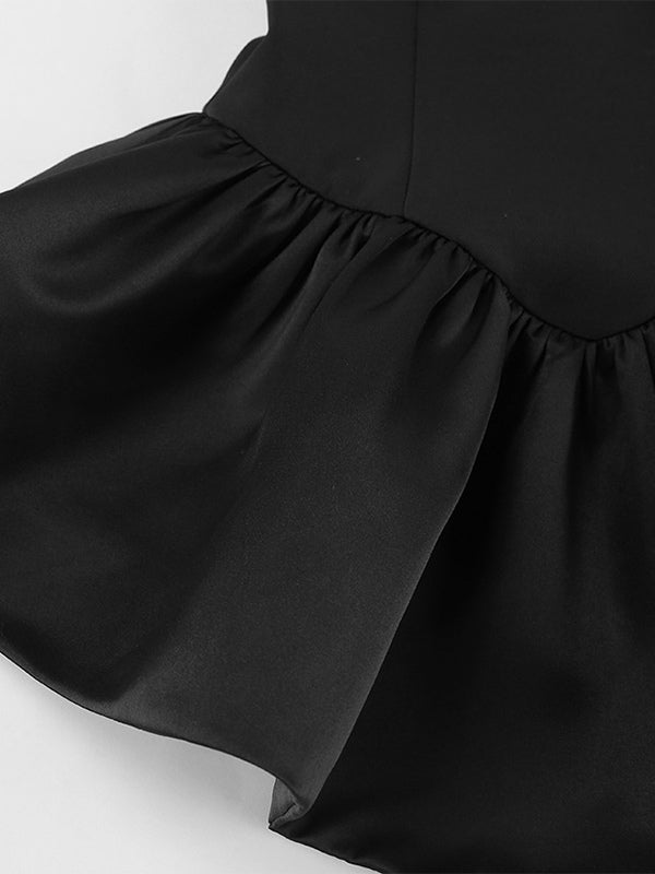Elegant Women's 2 Piece Set - Vintage Peplum Tube Top & Side Slit Midi Skirt - Chic Summer Party Wear 2026