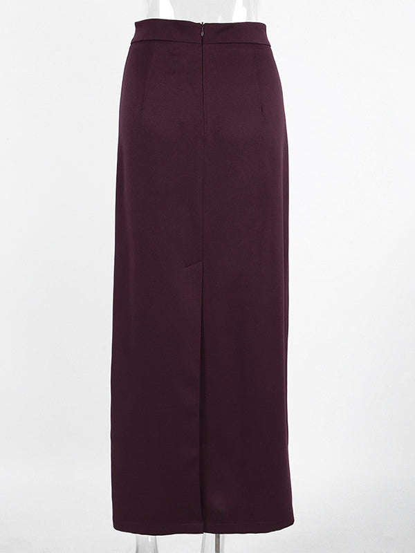 Back Slit Women Maxi Skirt - Elegant High Waist Straight Column - Quiet Luxury Office Wear 2026